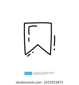 The image features a simple, hand-drawn bookmark shape, emphasizing a minimalist design suitable for digital or print use.