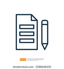 The image features a simple illustration of a document with lines and a pencil, representing writing or note-taking.