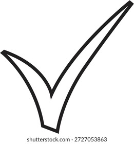 La Imagen presenta un sencillo símbolo minimalista de marca de verificación. La marca de verificación se compone de dos líneas que se cruzan formando una forma de V en la parte inferior y una forma de T en la parte superior. Las líneas son negritas y negras, colocadas sobre un fondo blanco liso. Este símbolo se usa comúnmente para indicar confirmación, Acuerdo o finalización.