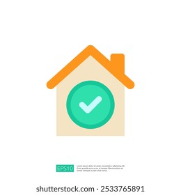 The image features a simple, stylized house with a checkmark inside a circle, symbolizing approval or verification, likely representing home inspection or real estate services.