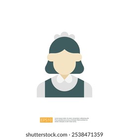 The image features a simple, stylized illustration of a person with a maid's outfit, emphasizing a minimalist design.