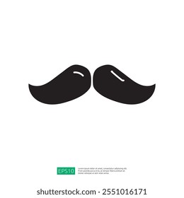 The image features a simple, stylized illustration of a mustache, designed in a minimalist black silhouette on a white background. It can be used for various graphic design purposes.