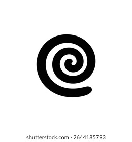 Image features a simple yet striking black graphic of a swirl or spiral on a clean white background. Ideal for abstract design or minimalist graphic projects.