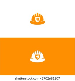 The image features a simplified illustration of a safety helmet, the graphic has an orange background. 