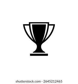A imagem apresenta um ícone de troféu preto sólido, simbolizando vitória, conquista e competição. Ideal para gráficos relacionados a prêmios, vitórias e eventos competitivos.