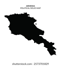 The image features a solid silhouette of Armenia, displaying its political boundaries clearly. This representation emphasizes the countrys outline and geographical shape.