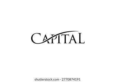 The image features a sophisticated 'CAPITAL' word mark logo with a flowing, cursive script style. The design incorporates a unique swirl element, creating a memorable and upscale brand identity.