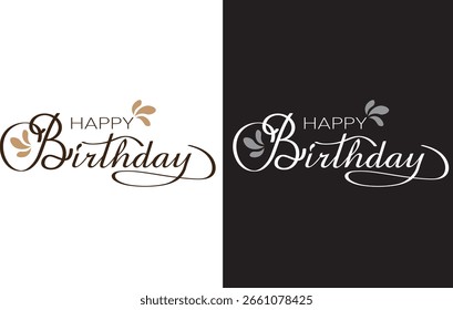 The image features a stylish and modern "Happy Birthday" typography design