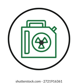 A imagem apresenta uma representação estilizada de um reservatório de combustível, exibindo de forma proeminente um símbolo indicativo de potenciais perigos e preocupações ambientais. Esta é uma ilustração vetorial projetada para