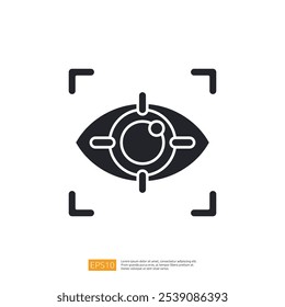 The image features a stylized eye with a circular center, framed by a rectangular focus, symbolizing vision, observation, or surveillance.