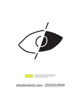 The image features a stylized eye graphic, split into two contrasting halves, suggesting themes of perception or vision.