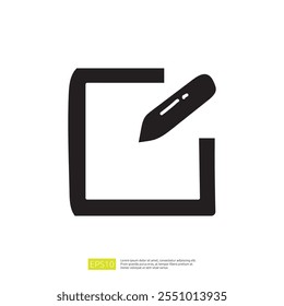 The image features a stylized icon of a square with a pencil, symbolizing writing or editing. It represents creativity and note-taking.