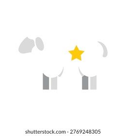 The image features a stylized illustration of a cow silhouette with a bright yellow star positioned between its two horns. Below the cow, there is a crescent moon with a simple, stylized cityscape including two buildings and a rooftop structure resembling a bridge or arch.