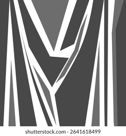 The image features a stylized letter "M" in shades of grey, created with geometric, fractured lines. The design appears modern and abstract, set against a dark background, giving it a striking, almost