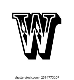The image features a stylized letter W. Designed with bold lines and geometric shapes.