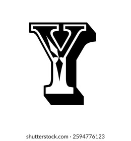 The image features a stylized letter Y. Designed with bold lines and geometric shapes.