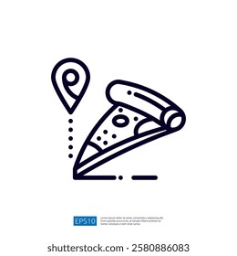 The image features a stylized slice of pizza with a location pin, suggesting a connection to food delivery or finding nearby pizza places.