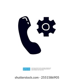 The image features a telephone handset alongside a gear icon, suggesting a connection between communication and settings or adjustments.