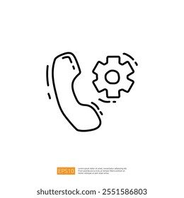 The image features a telephone receiver next to a gear, symbolizing communication and settings or adjustments.