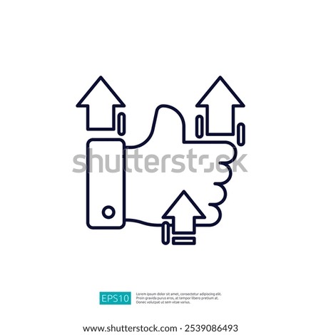 The image features a thumbs-up symbol with upward arrows, suggesting positivity, approval, or progress. It conveys a sense of encouragement or growth.