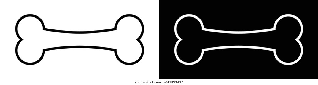 The image features two bone icons, one white on a black background and the other black on a white background. The bones are symmetrical and appear simple.