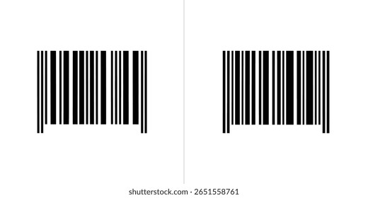 A imagem possui dois códigos de barras idênticos contra um pano de fundo branco limpo. Compostas por linhas verticais grossas e pretas, são usadas para identificação de produtos e gerenciamento de estoque.