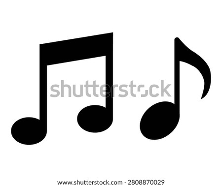 The image features two solid black musical notes positioned side by side.