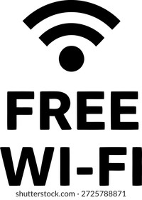 La Imagen presenta un símbolo universalmente reconocido para Wi-Fi, representado con una serie de arcos concéntricos. Debajo del símbolo, las palabras 'WI-FI GRATIS' se muestran de forma destacada en negrita, mayúsculas. El diseño es simple y claro, haciendo hincapié en la disponibilidad de acceso inalámbrico a Internet gratuito. Este icono se utiliza comúnmente para informar a los usuarios que pueden conectarse a Internet sin ningún costo en la ubicación donde se muestra.