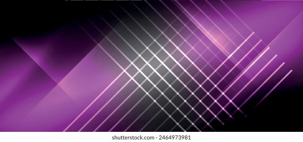 The image features vibrant glowing lines set against a dark background blending shades of black and purple, creating a striking and colorful contrast