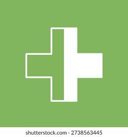 The image features a white cross on a green background, symbolizing medical vector graphics.