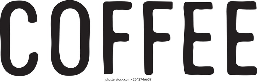 The image features the word "COFFEE" in bold, black, sans-serif font against a clean, white background.