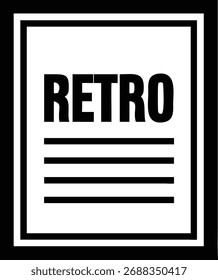 La Imagen presenta la palabra 'Retro' dentro de un marco rectangular doble. Es un elemento de diseño de estilo vintage que se puede utilizar para diversos fines gráficos.