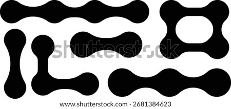 An image featuring a collection of abstract black shapes resembling interconnected nodes or organic forms, arranged in rows against a white background.