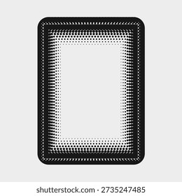 An image featuring a photo frame with black dominating the vertical and horizontal lines, while the center is predominantly white. A halftone frame or halftone border is a popular graphic design eleme