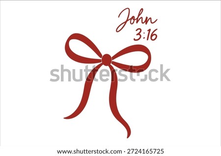An image featuring a red ribbon bow with the scripture 'John 3:16' text.