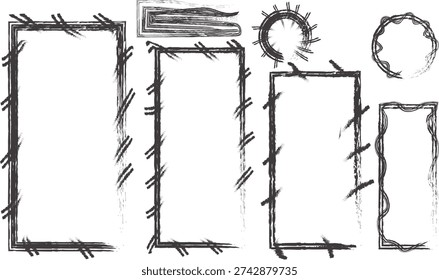 An image featuring a series of outlined rectangular and circular shapes with undefined functions or meanings