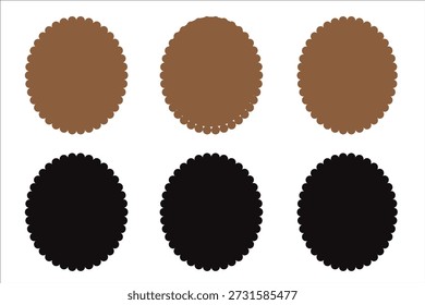 An image featuring six oval shapes arranged in two rows, with three brown ovals on top and three black ovals below on a plain white background.