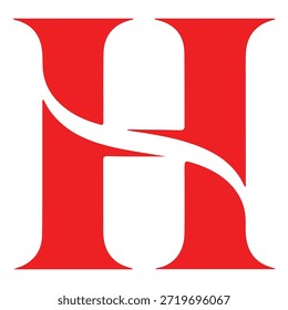 Una Imagen con una representación estilizada y artística de la letra 'H' con un fondo transparente. El diseño es moderno y minimalista, con la letra 'H' en blanco sobre fondo rojo.
