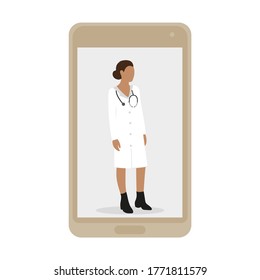 
Image of female doctor with stethoscope in smartphone