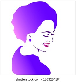 Image of a female face silhouette. Gradient profile illustration of a female face