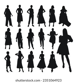 Image of female silhouettes. Woman, female, maiden, lass, lady, girl