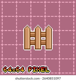 image of fence with a simple pixel art style, for 64 x 64 size pixels