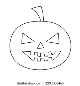 An image of a festive evil pumpkin for Halloween. Icon on white background