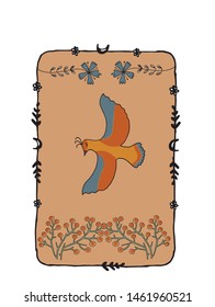 Image of fictional bird, flowers and berries