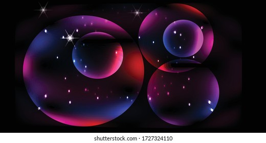 Image of fictional planets on a background of the starry sky