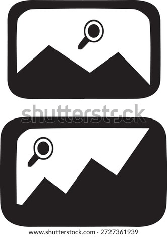 Image file black vector icon representing photo folder or image document. Filled symbol isolated on white background for media, gallery and file management design.
