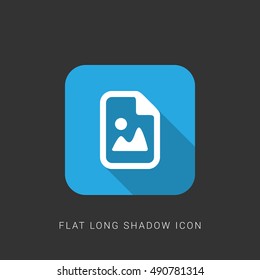 Image File Flat blue long shadow Icon / Logo Design