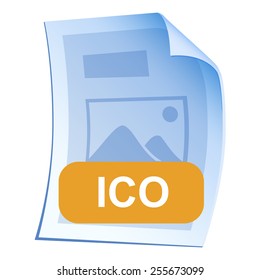 Image File format or file extension ICO icon for interface applications and websites and software isolated on white background. Vector illustration