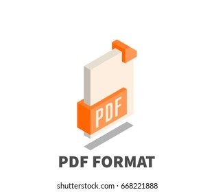 Image file format PDF icon, vector symbol in isometric 3D style isolated on white background.