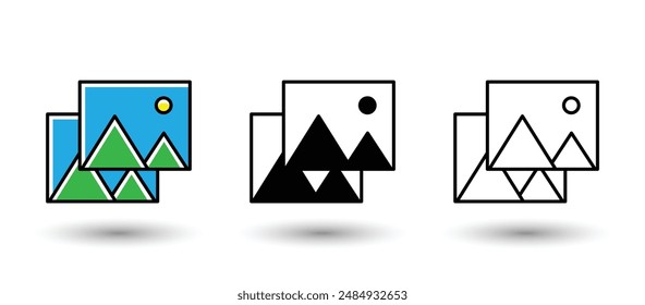 Image File formats  icons. Jpg , Photos, Png, Gallery Icons set. Transparency background. Vector Illustration concept.